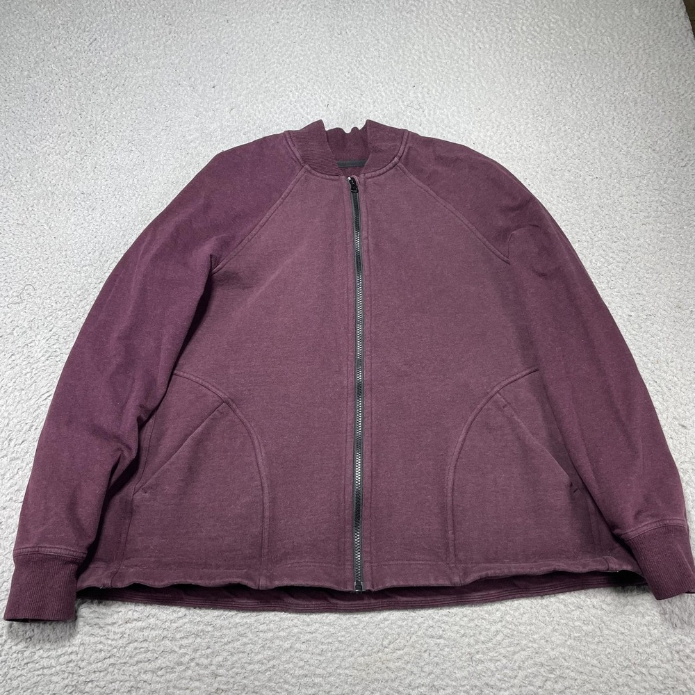 Lululemon Jacket Womens 10 Purple Cotton Blend Knit Full Zip Casual Bomber